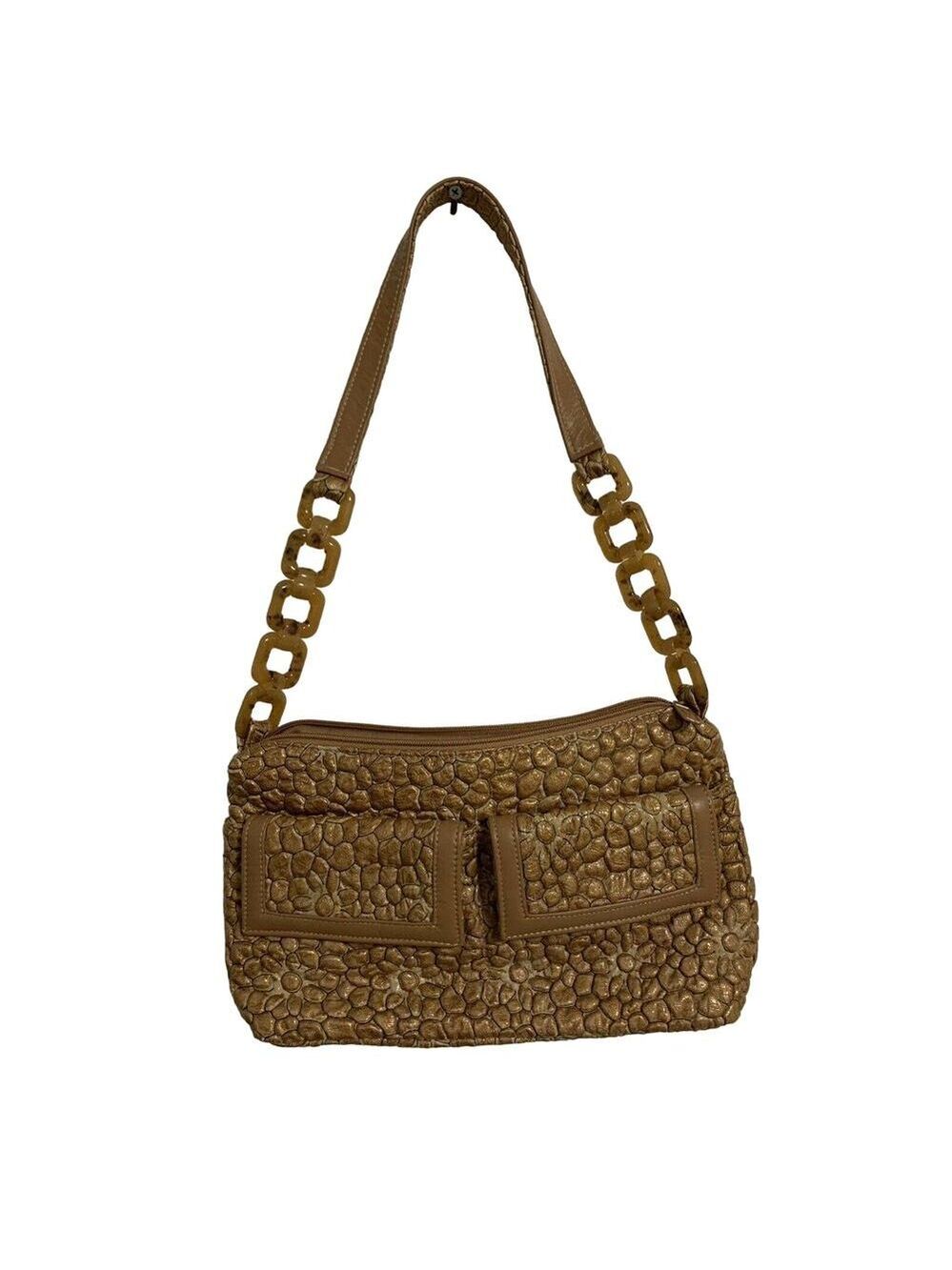 Pinky Vintage Pebbled Croc Floral Link Design Bag